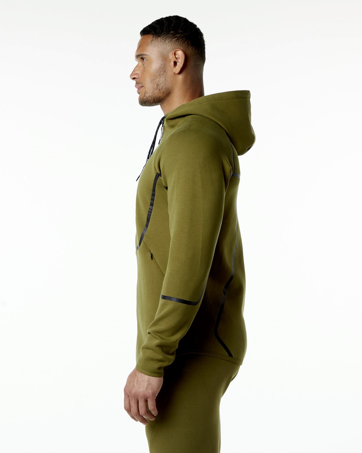 Alphalete Interlock Knit Full-Zip Hoodie Moss Homme | PKU-33242321