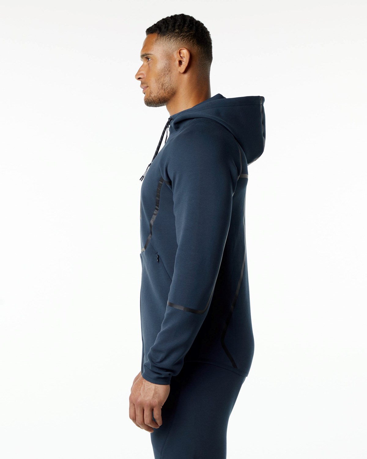 Alphalete Interlock Knit Full-Zip Hoodie Bleu Marine Homme | XRH-73728811