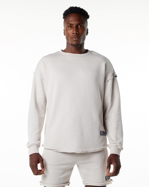 Alphalete Heavyweight Washed Terry Pullover Moonstone Homme | NOT-60764111