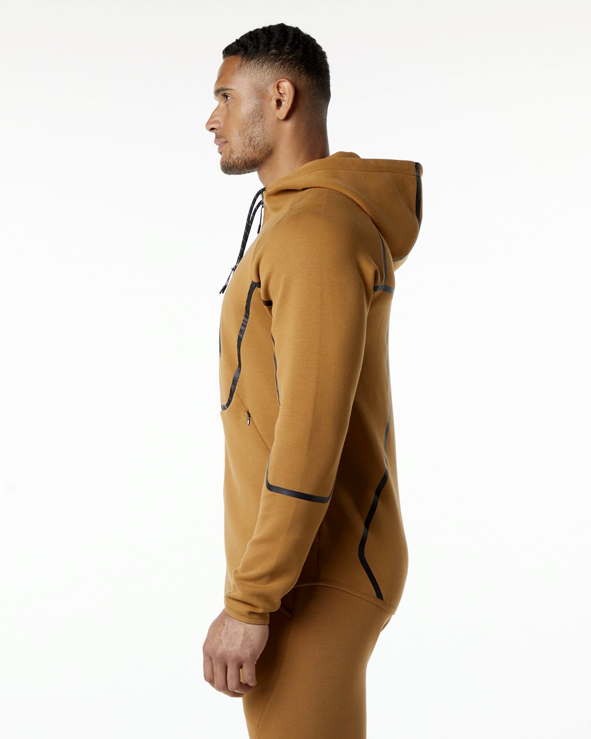 Alphalete Interlock Knit Full-Zip Hoodie Almond Homme | PYG-77448165