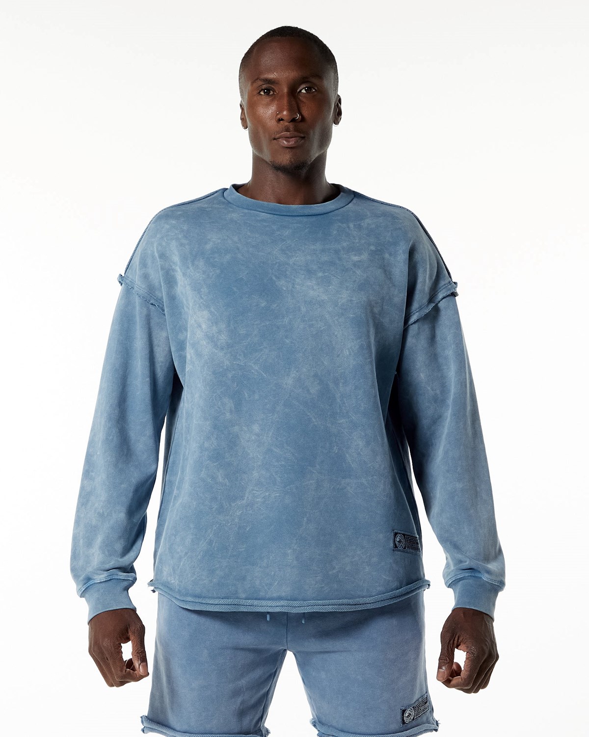 Alphalete Heavyweight Washed Terry Pullover Bleu Homme | PNX-51762686