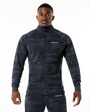 Alphalete 4-Way Stretch Piste Jacket Noir Camouflage Homme | UJP-36689002