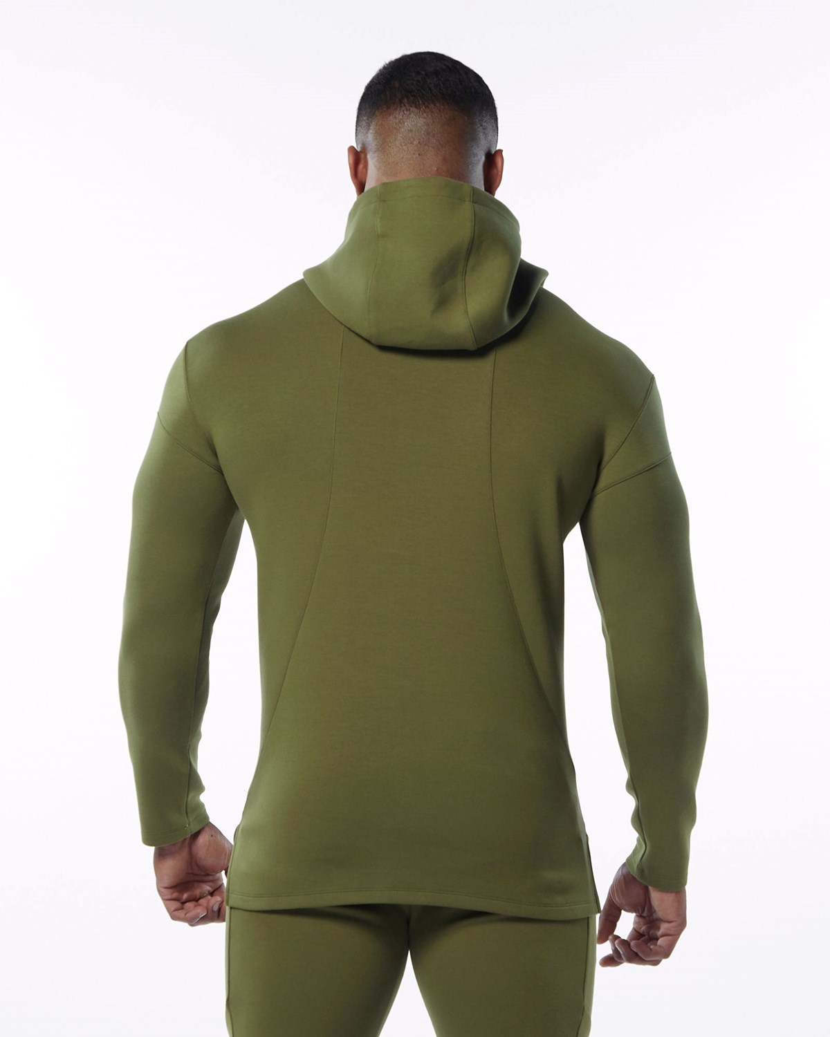 Alphalete Fitted Interlock Knit Hoodie Vert Olive Homme | FBC-13264530