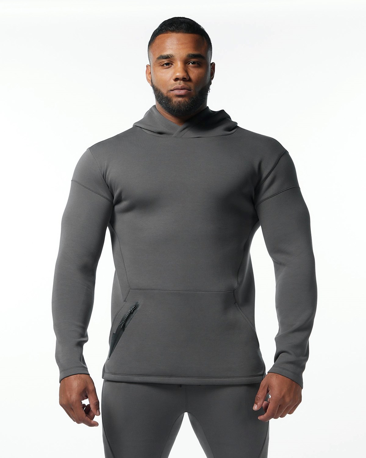 Alphalete Fitted Interlock Knit Hoodie Charcoal Homme | XDP-92431213