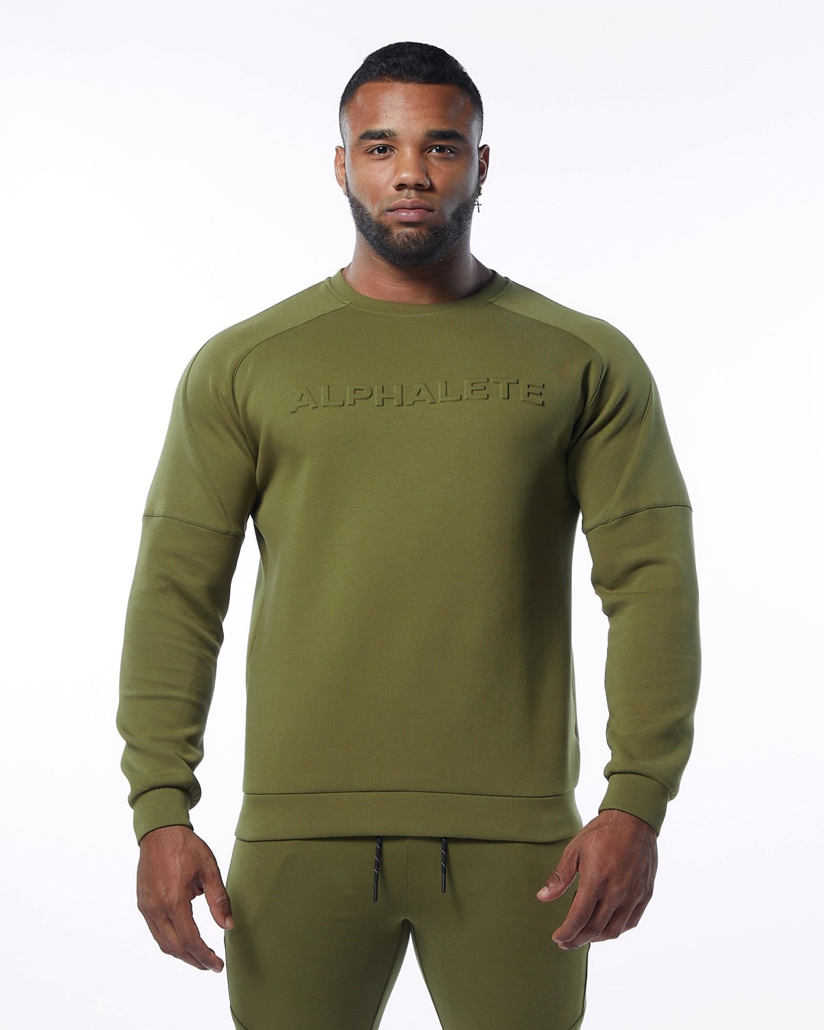 Alphalete Interlock Knit Pullover Vert Olive Homme | RPH-51831861