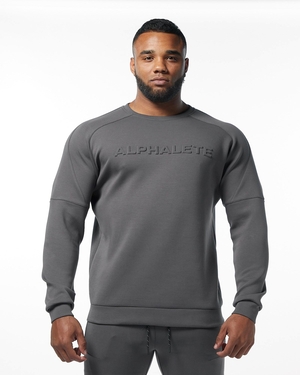 Alphalete Interlock Knit Pullover Charcoal Homme | LDB-43675263