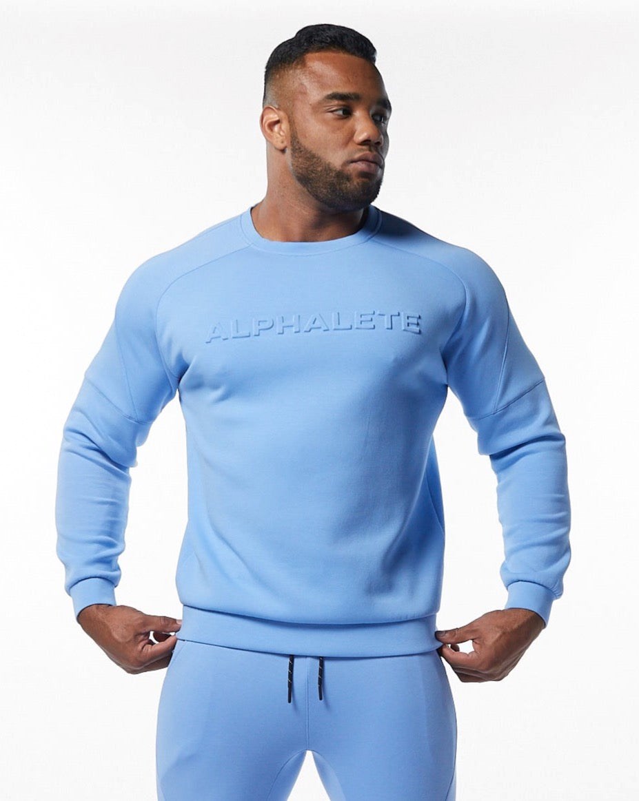 Alphalete Interlock Knit Pullover Bleu Clair Homme | QBC-64421045