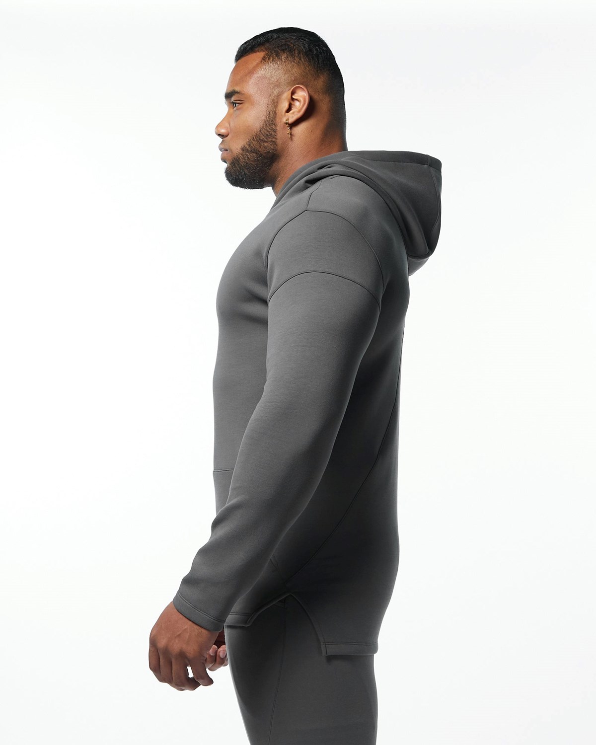 Alphalete Fitted Interlock Knit Hoodie Charcoal Homme | XDP-92431213