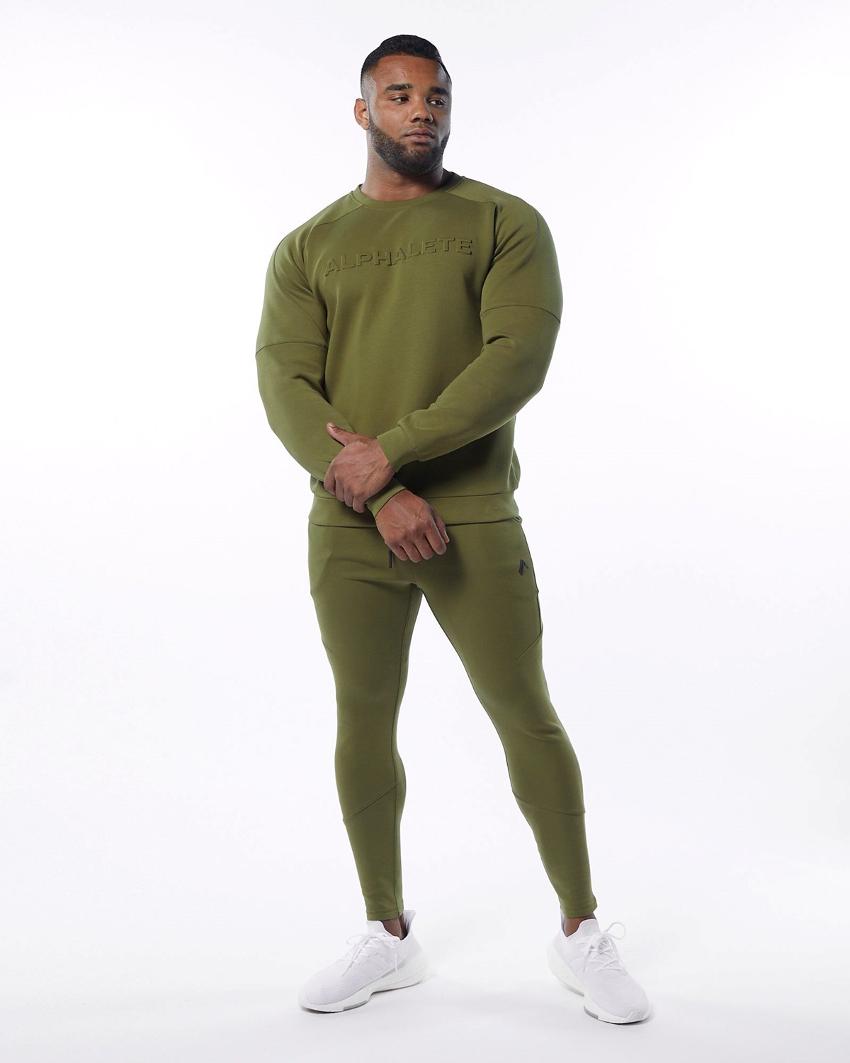 Alphalete Interlock Knit Pullover Vert Olive Homme | RPH-51831861