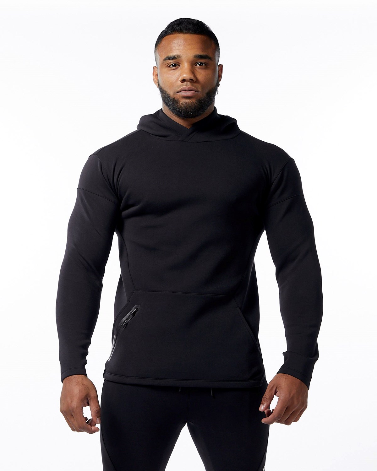 Alphalete Fitted Interlock Knit Hoodie Noir Homme | DJL-78000809