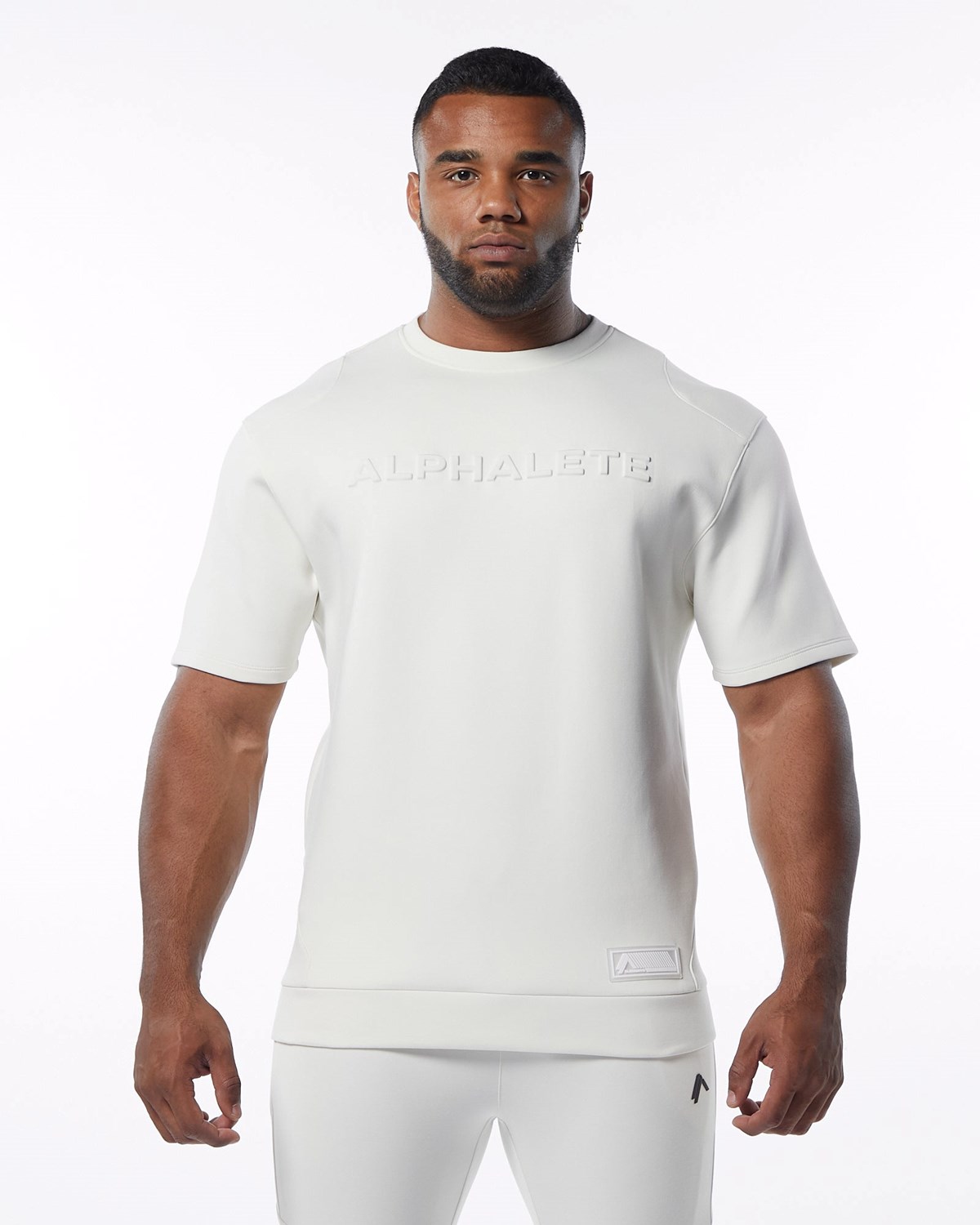 Alphalete Interlock Knit Pullover Blanche Homme | FCR-93118973