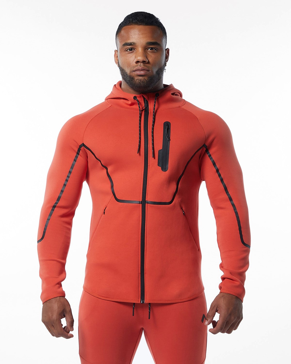 Alphalete Interlock Knit Full-Zip Hoodie Orange Homme | MUD-83892027