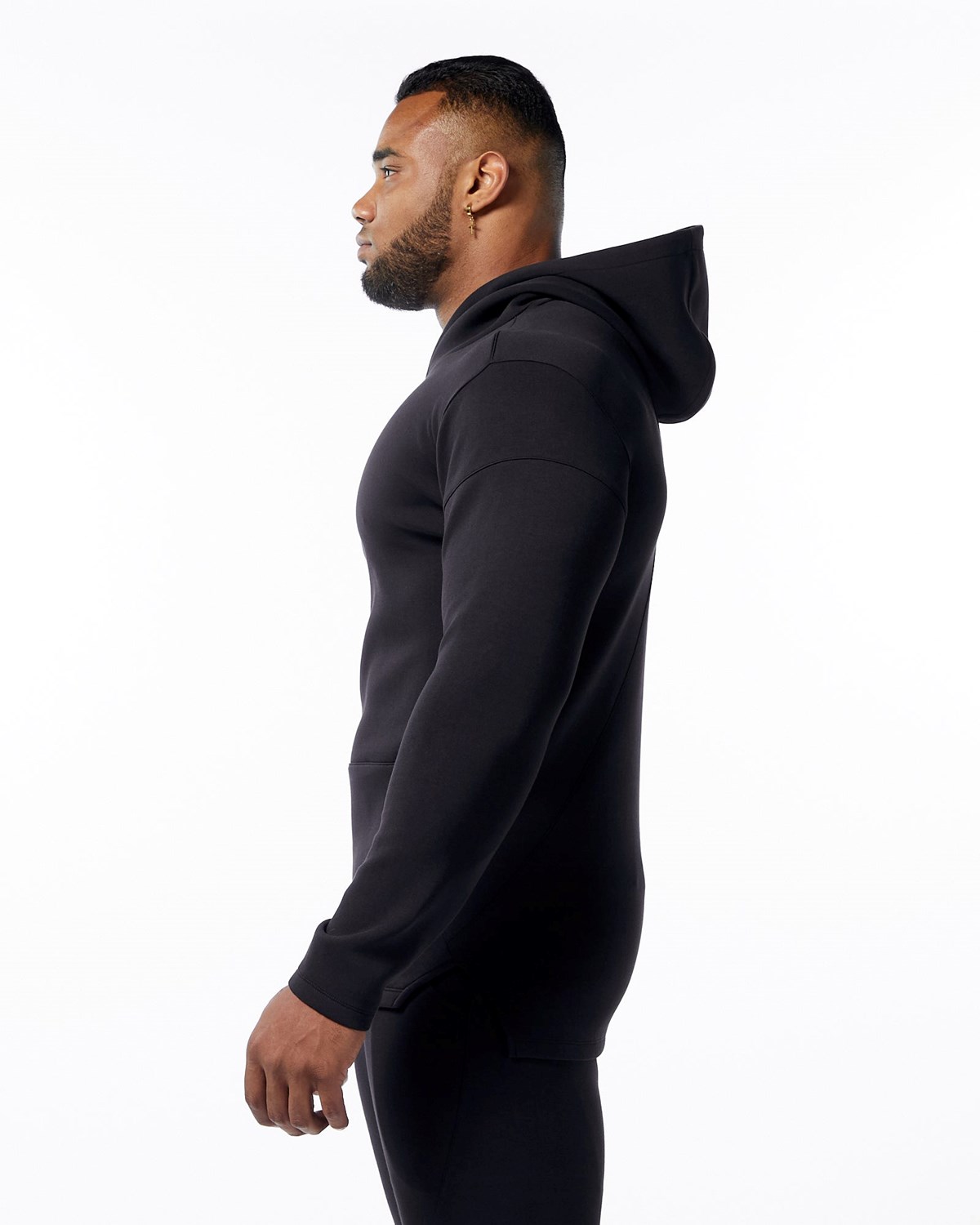 Alphalete Fitted Interlock Knit Hoodie Noir Homme | DJL-78000809