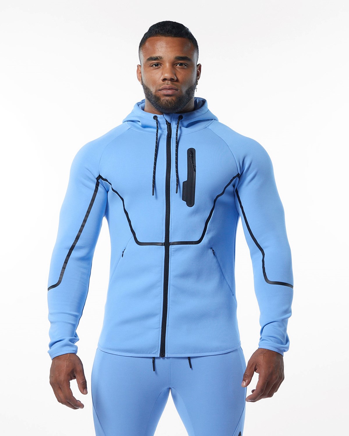 Alphalete Interlock Knit Full-Zip Hoodie Bleu Clair Homme | OAF-79606117