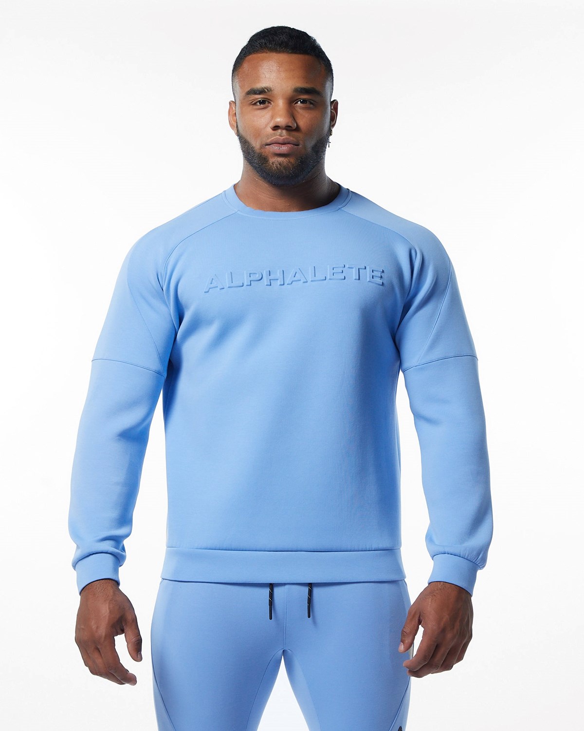 Alphalete Interlock Knit Pullover Bleu Clair Homme | QBC-64421045