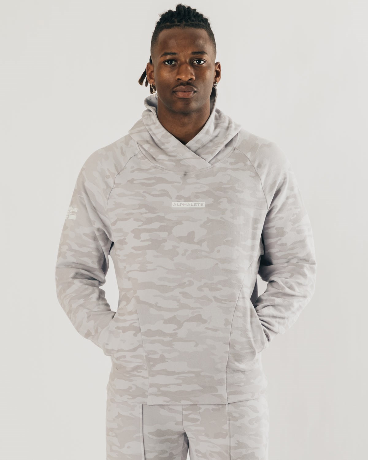 Alphalete Relaxed Single-Brushed Pullover Hoodie Argent Camouflage Homme | EZJ-80793325