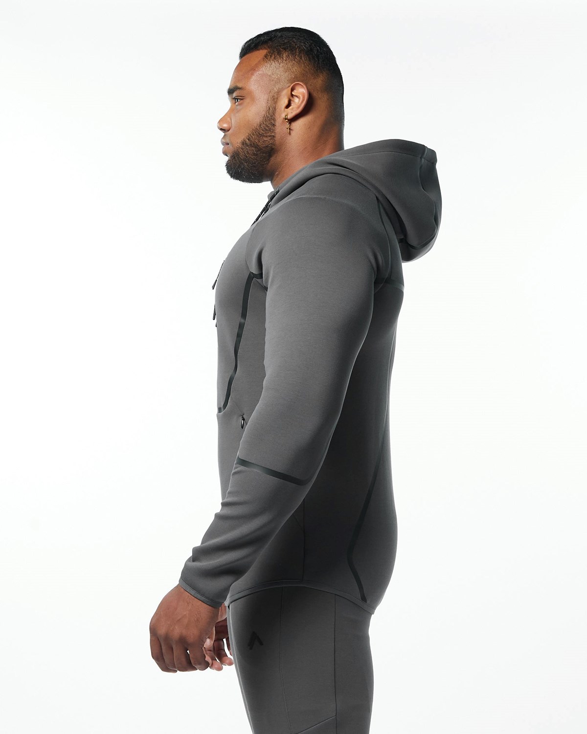 Alphalete Interlock Knit Full-Zip Hoodie Charcoal Homme | AXU-88133031