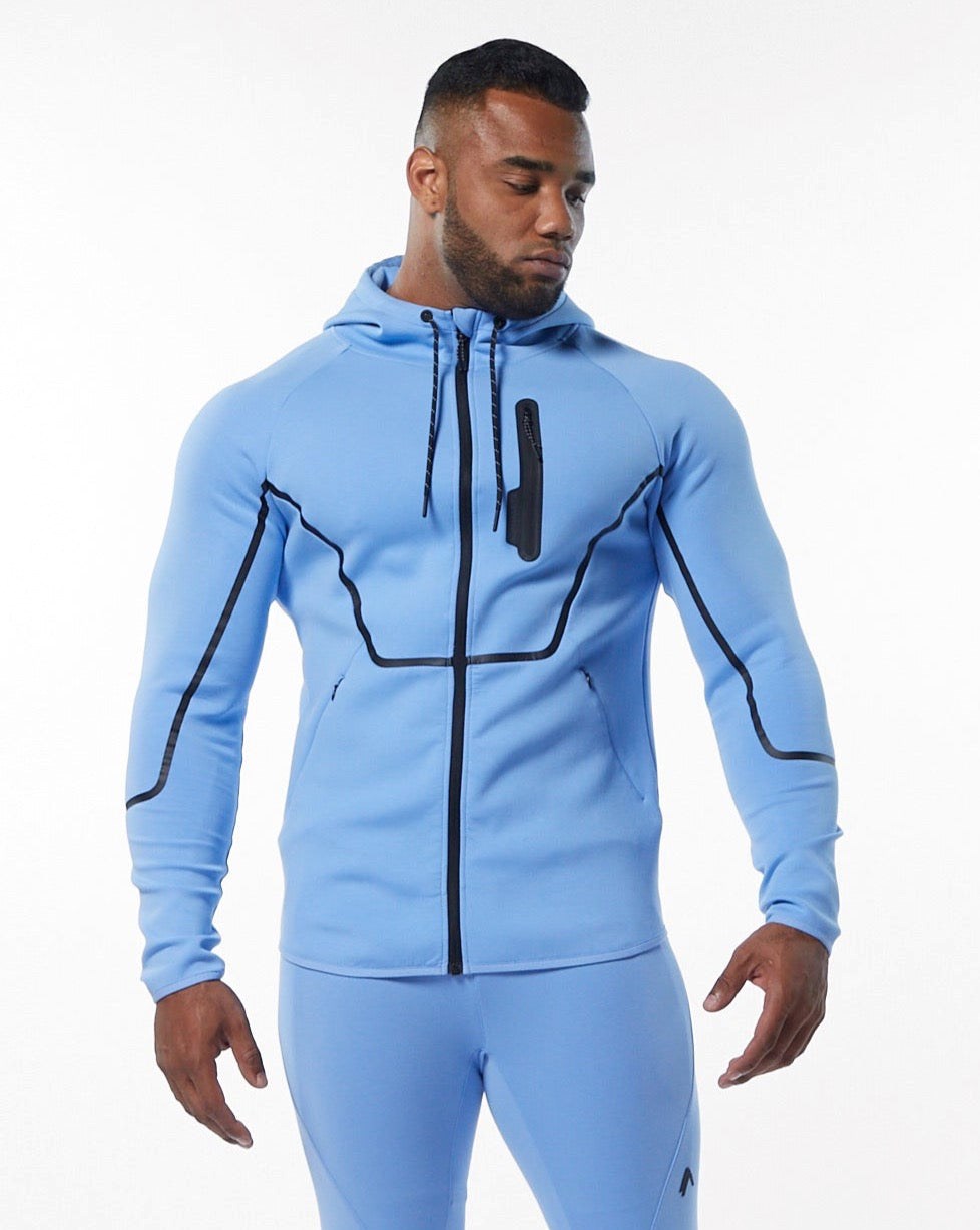 Alphalete Interlock Knit Full-Zip Hoodie Bleu Clair Homme | OAF-79606117