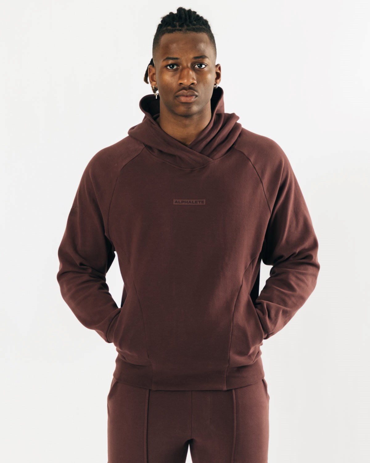 Alphalete Relaxed Single-Brushed Pullover Hoodie Mahogany Homme | LFV-11843257