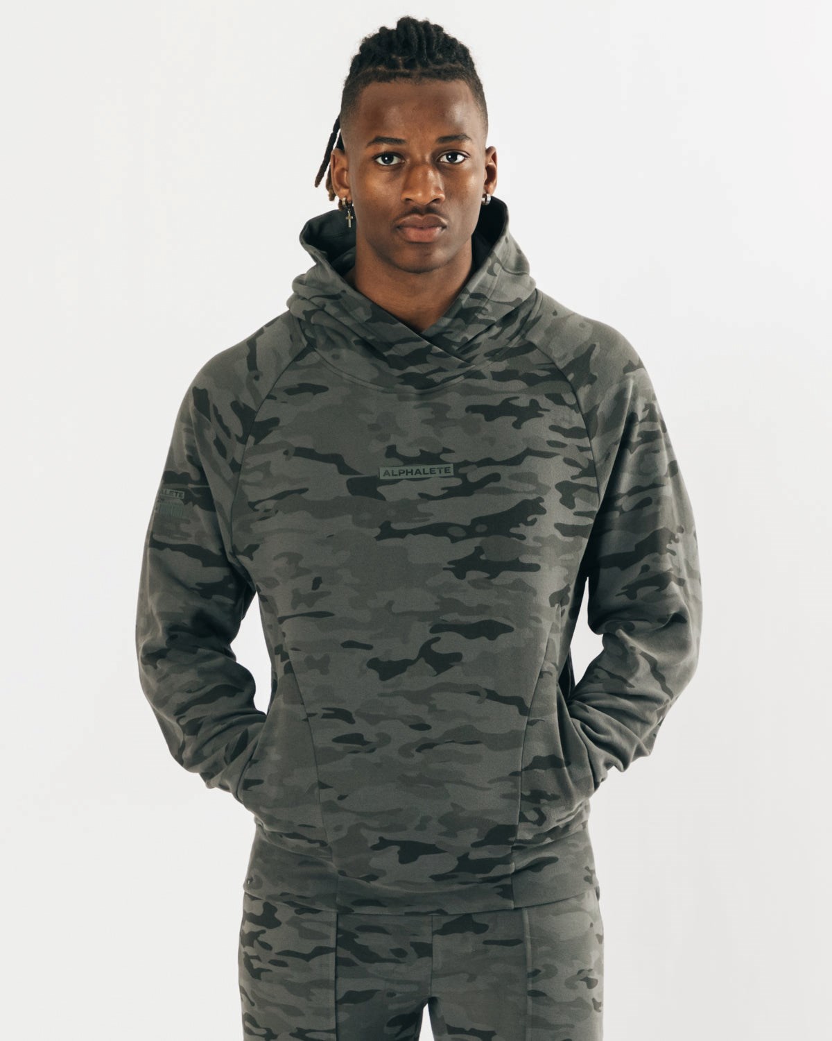 Alphalete Relaxed Single-Brushed Pullover Hoodie Camouflage Homme | MGL-76512372