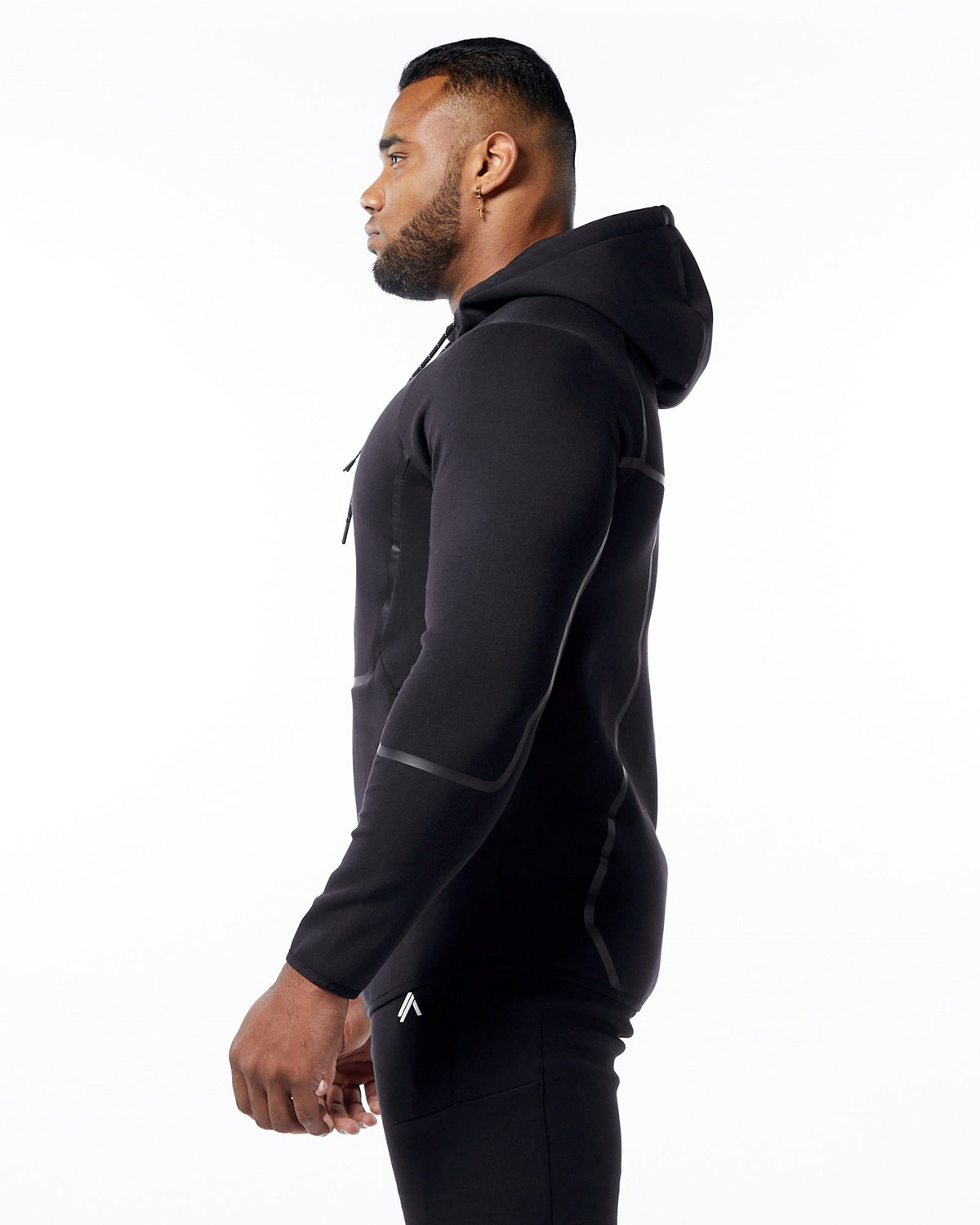 Alphalete Interlock Knit Full-Zip Hoodie Noir Homme | JUT-07818425