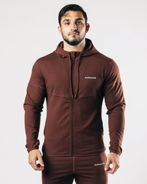 Alphalete 4-Way Stretch Encapuchonné Jacket Chocolat Homme | PLO-49741129