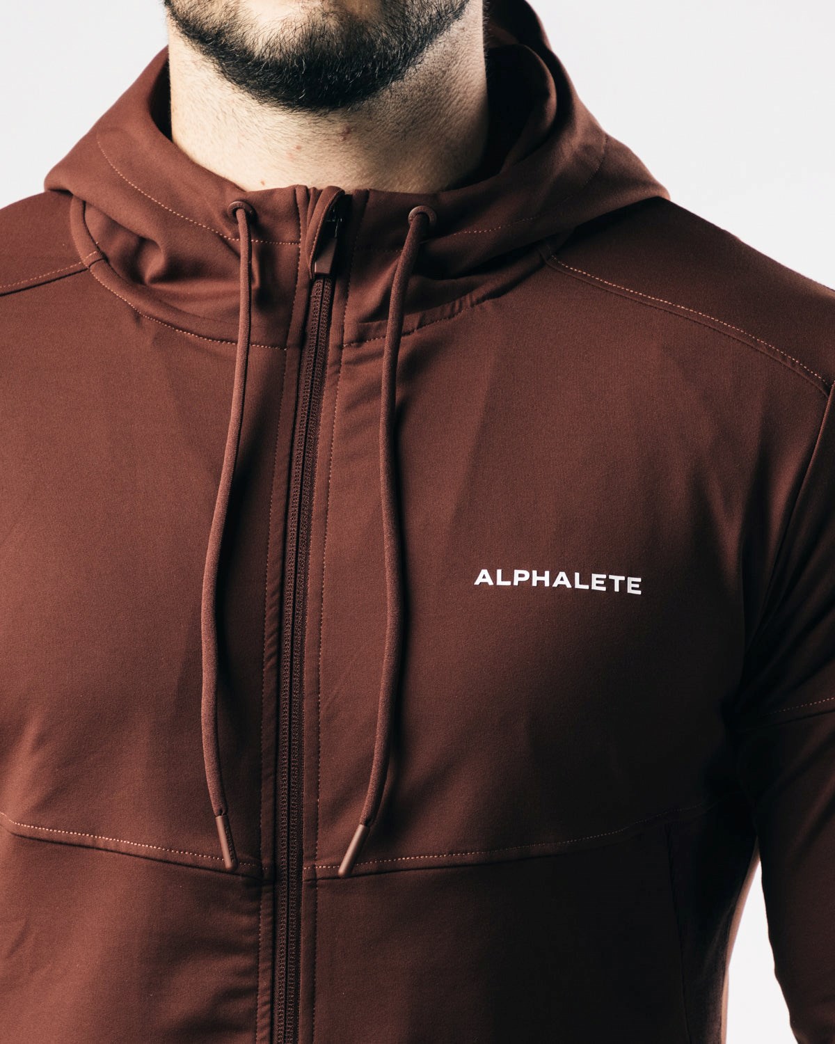 Alphalete 4-Way Stretch Encapuchonné Jacket Chocolat Homme | PLO-49741129