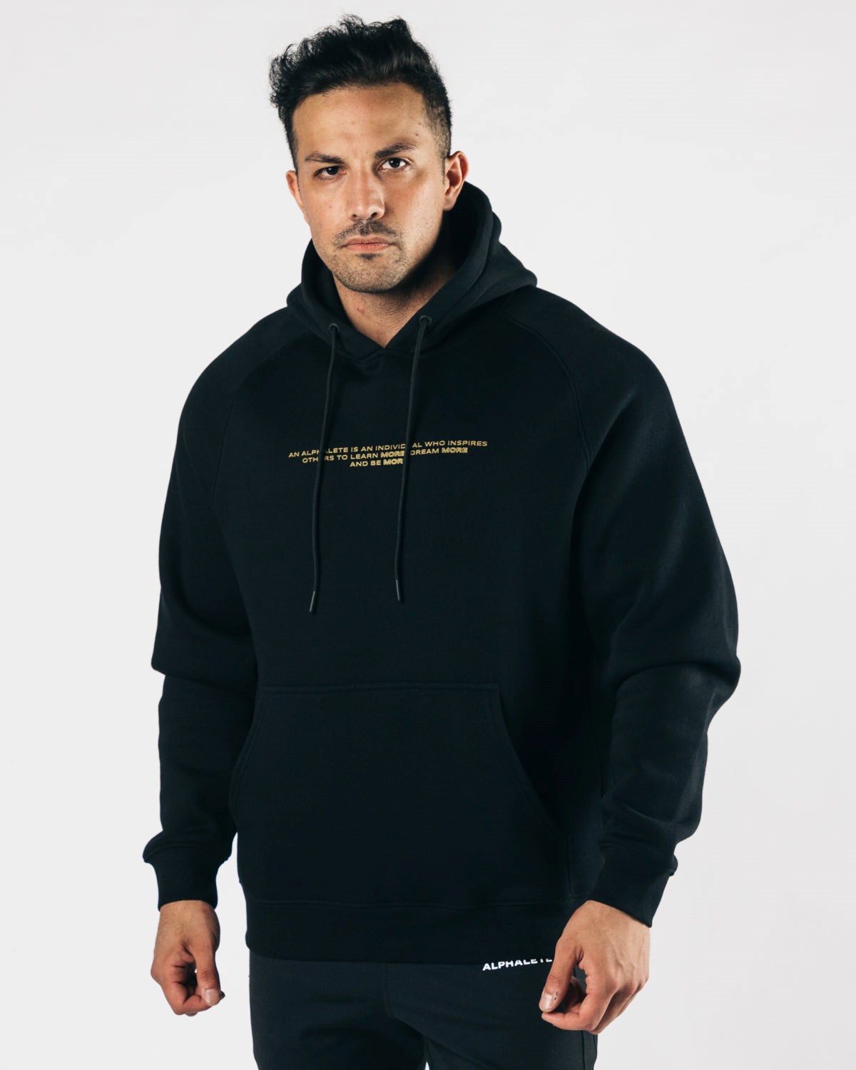 Alphalete Fitted Performance Hoodie Noir Doré Homme | DGT-35462592