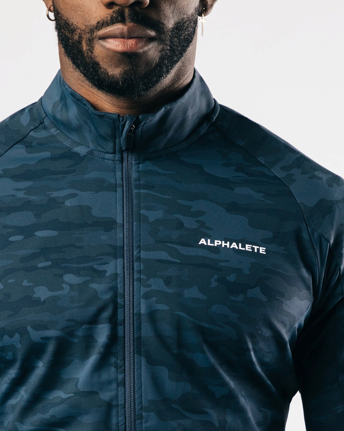 Alphalete 4-Way Stretch Piste Jacket Bleu Marine Foncé Camouflage Homme | PVH-47351166