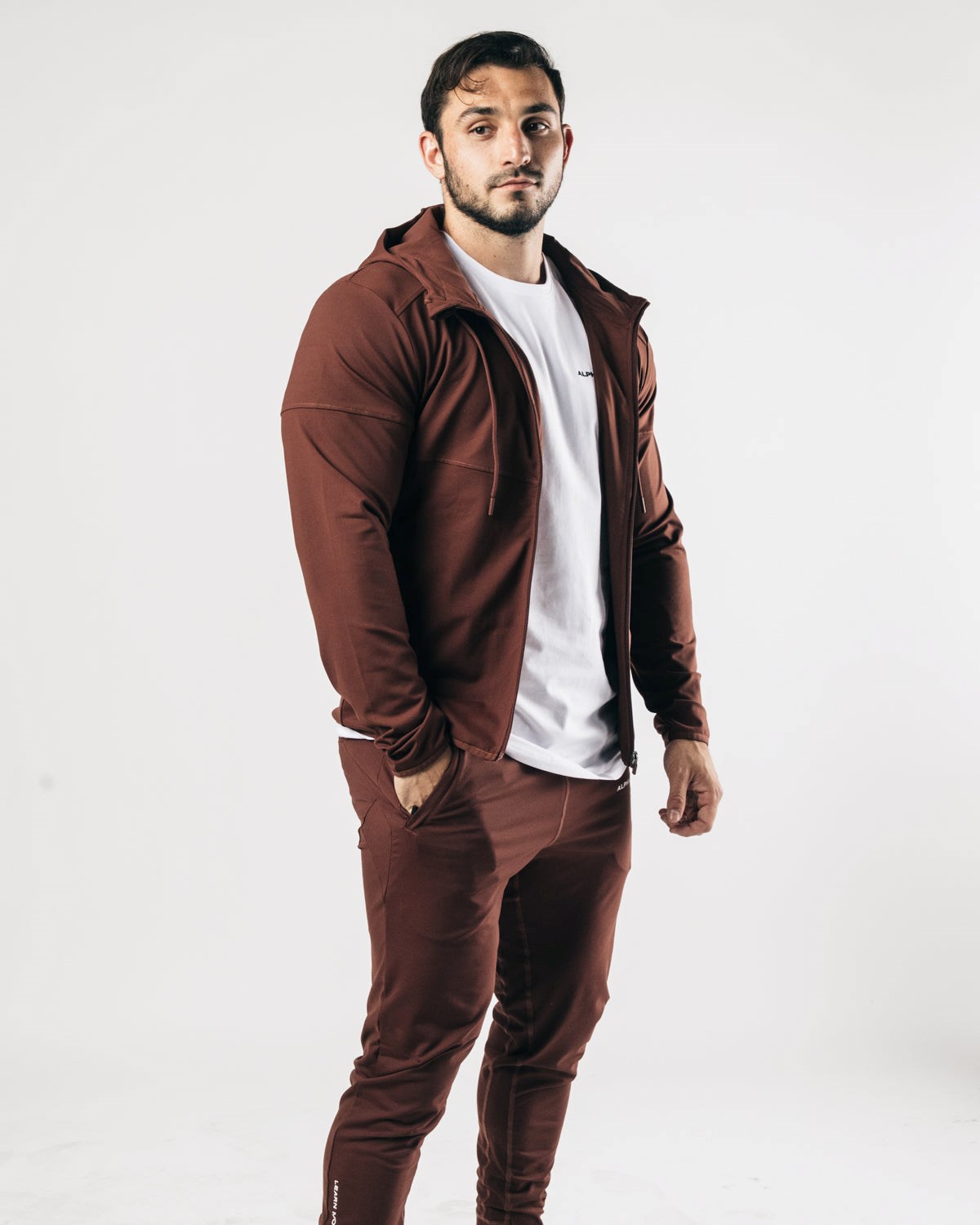 Alphalete 4-Way Stretch Encapuchonné Jacket Chocolat Homme | PLO-49741129